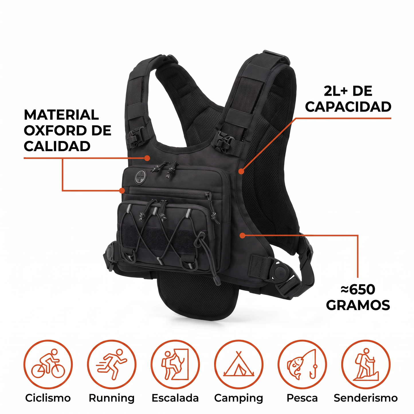 Pechera Táctica Multideporte de Hidratación 2L MonTrek