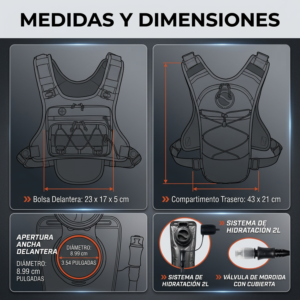 Pechera Táctica Multideporte de Hidratación 2L MonTrek