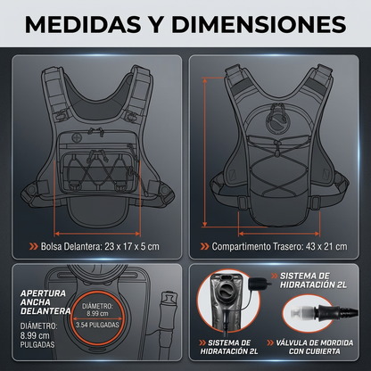 Pechera Táctica Multideporte de Hidratación 2L MonTrek