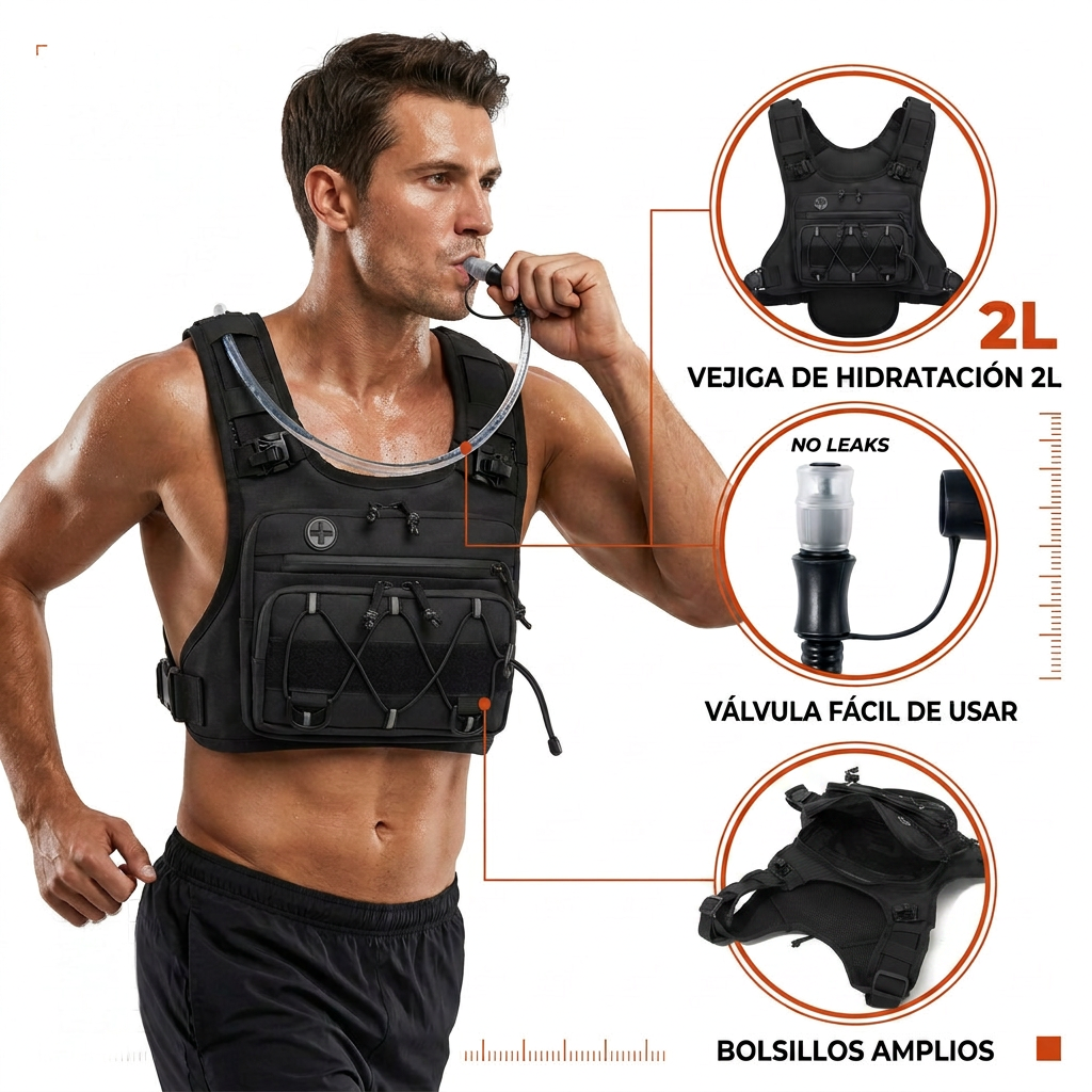 Pechera Táctica Multideporte de Hidratación 2L MonTrek
